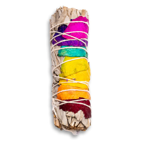 Weißer Salbei Räucherbündel mit Rosenblüten - Smudge Stick - Salvia apiana - Waldglück