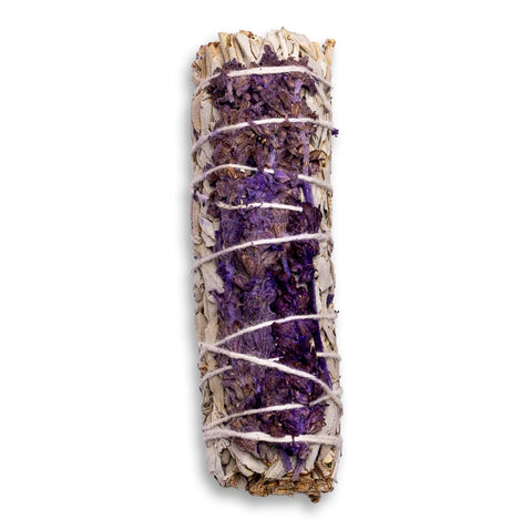 Weißer Salbei Räucherbündel mit Lavendel - Smudge Stick - Salvia apiana - Waldglück