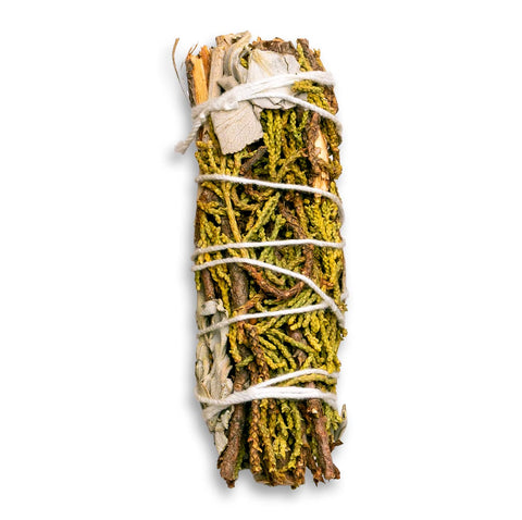 Weißer Salbei Räucherbündel mit Wacholderspitzen - Smudge Stick - Salvia apiana - Waldglück