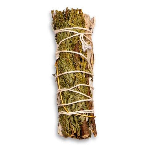 Weißer Salbei Räucherbündel mit Zedernspitzen - Smudge Stick - Salvia apiana - Waldglück