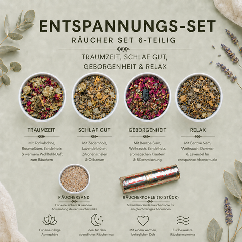 Entspannungs-Set Räuchermischungen 4-teilig – Traumzeit, Schlaf gut, Geborgenheit & Relax je 15 g