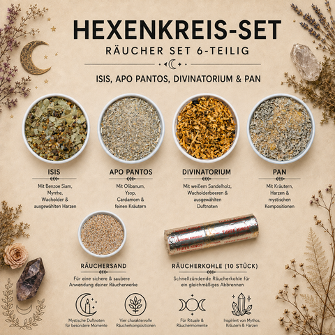 Hexenkreis-Set Räuchermischungen 4-teilig – Isis, Apo Pantos, Divinatorium & Pan je 15 g