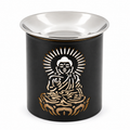 Räuchergefäß Buddha – schwarzes Stövchen mit Edelstahlschale