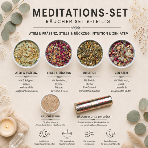 Meditations-Set Räuchermischungen 4-teilig – Atem & Präsenz, Stille & Rückzug, Intuition & Zen Atem