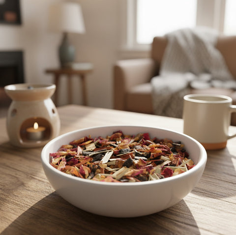 Räuchermischung Element Erde mit Myrrhe, Olibanum, Sandelholz rot & Rosenblüten